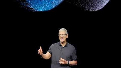 Apple-Chef Tim Cook bei der Ankündigung neuer Produkte auf dem Apple-Campus in Cupertino.