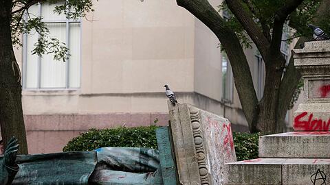 Auch eine Statue des Südstaaten-Generals Albert Pike wurde bei den Protesten beschmiert und vom Sockel gestürzt. (Archivbild)