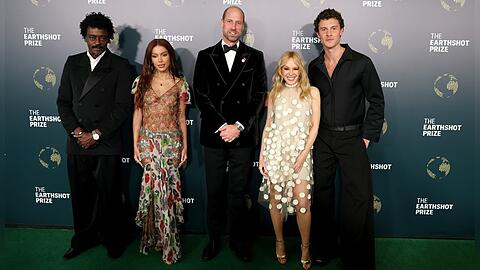 Seu Jorge, Anitta, Prinz William, Kylie Minogue und Shawn Mendes (v.l.) in Rio de Janeiro.