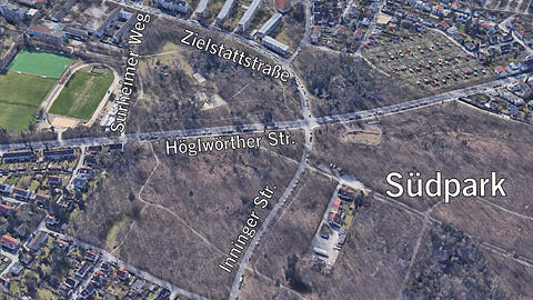 Der Südpark wird von der Inninger und Zielstattstraße durchschnitten.