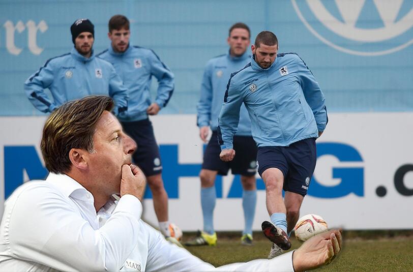 Neu-Trainer Kosta Runjaic bläst zum ersten Training an der Grünwalder Straße.