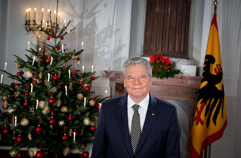 Bundespräsident Joachim Gauck im Schloss Bellevue bei der traditionellen Weihnachtsansprache.
