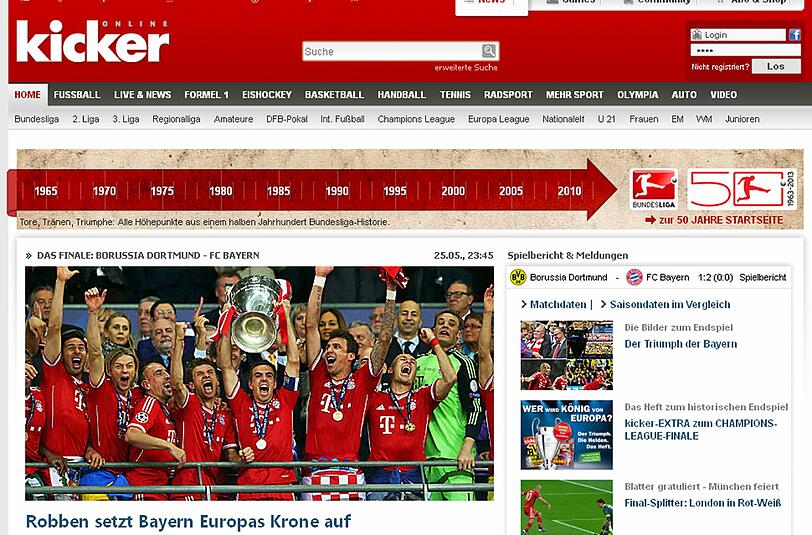 "Robben setzt Bayern Europas Krone auf" schreibt der Kicker.