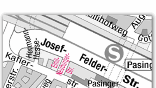 Hier liegt die Emil Neuburger Straße in Pasing. Hier liegt die Emil Neuburger Straße in Pasing.