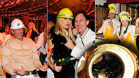 Promi-Gastronom Gerd Käfer wählte für seine Rosenmontagsparty das Motto Baustelle. Den Promis hat's gefallen.