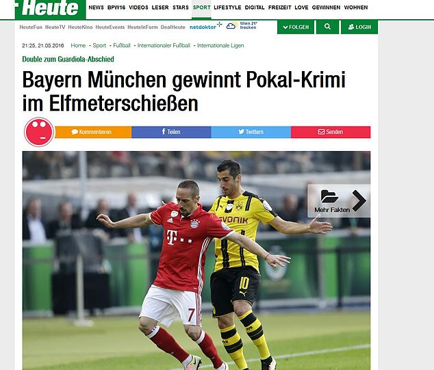 Ein "Pokal-Krimi" war es für die österreichischen Betrachter von heute.at