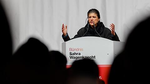 Sahra Wagenknecht am Montag bei ihrem Wahlkampf-Auftakt auf dem Marienplatz.