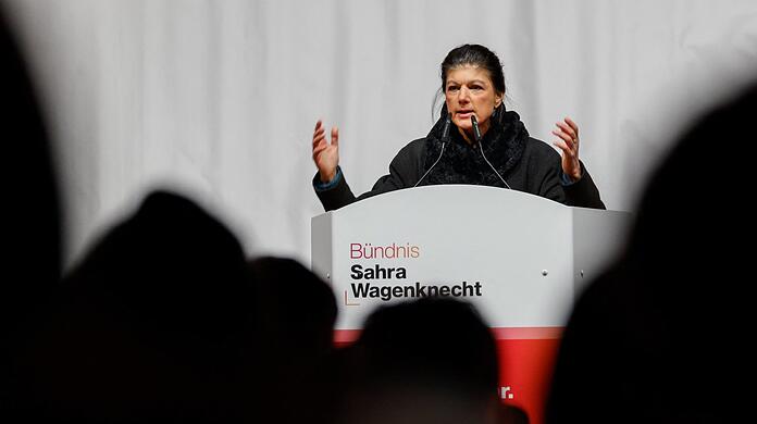 Sahra Wagenknecht am Montag bei ihrem Wahlkampf-Auftakt auf dem Marienplatz.