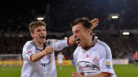 Sie steuerten jeweils ein Tor zum Bayern-Sieg bei: Thomas Müller (l.) und Ivica Olic.