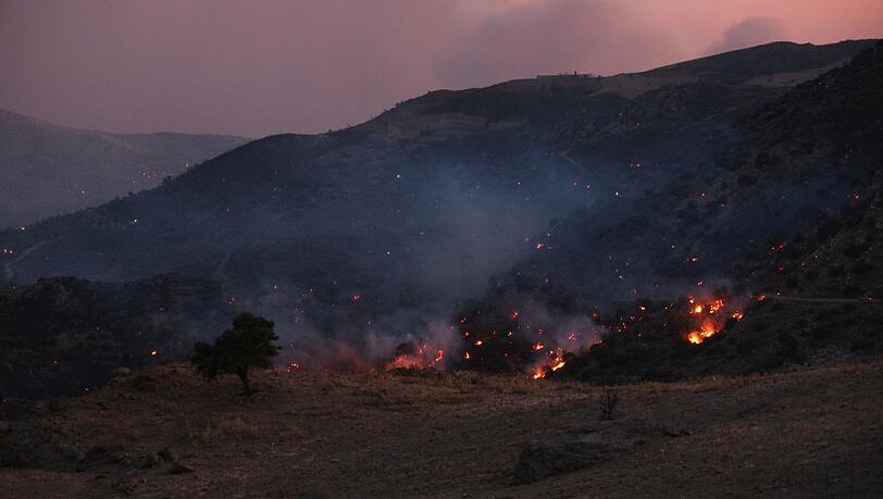 Die Feuerwehr kann den Waldbränden auf Kreta kaum Herr werden. Die Feuerwehr kann den Waldbränden auf Kreta kaum Herr werden.