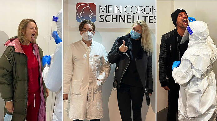 Wollen Gewissheit: Promis beim Corona-Schnelltest