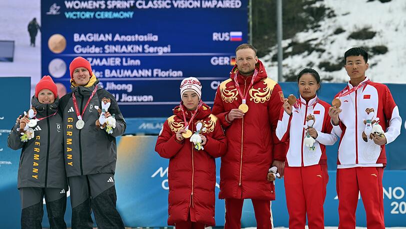 Die Siegerehrung mit Deutschland, Russland und China.
