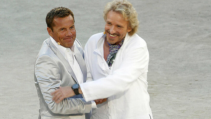 Dieter Bohlen und Thomas Gottschalk beim Sommer-"Wetten, dass..?" im Jahr 2020.