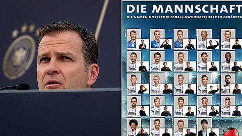 Ist der endgültige WM-Kader versehentlich veröffentlicht worden? Ein Plakat auf der Internetseite des DFB suggeriert das zumindest - sehr zum Ärger des Teammanager Oliver Bierhoff