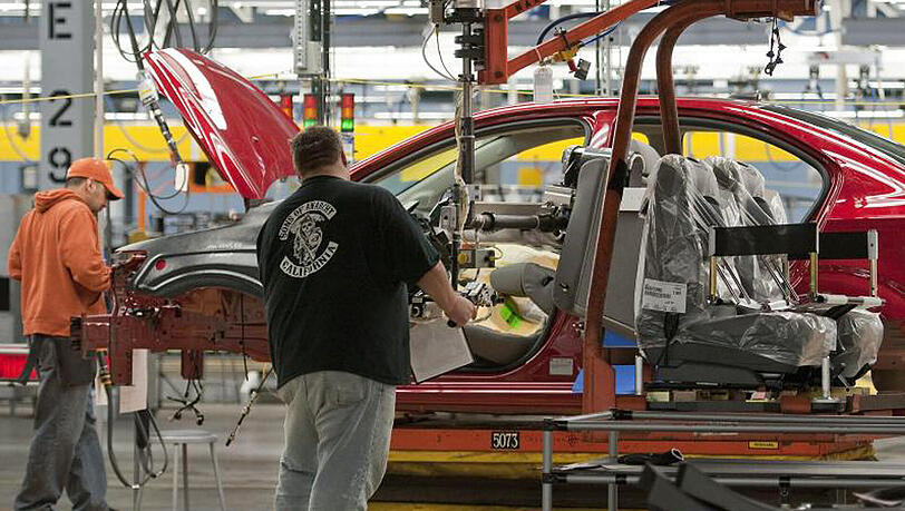 Arbeiter am Montageband von GM: Der US-Automarkt kühlt sich langsam ab. Arbeiter am Montageband von GM: Der US-Automarkt kühlt sich langsam ab.
