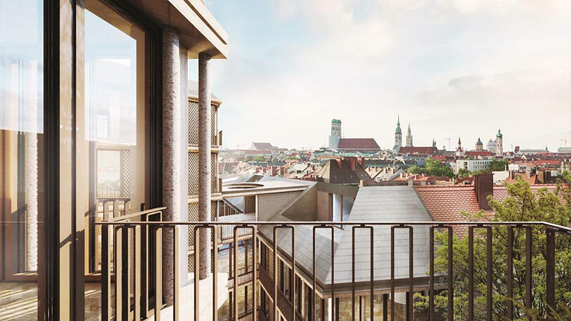 Das Penthouse mit der großen Dachterrasse und München-Blick kostet vier Millionen Euro.