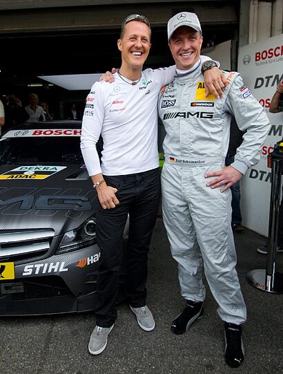 Die Brüder Michael und Ralf Schumacher im April 2012 auf dem Hockenheimring in Hockenheim