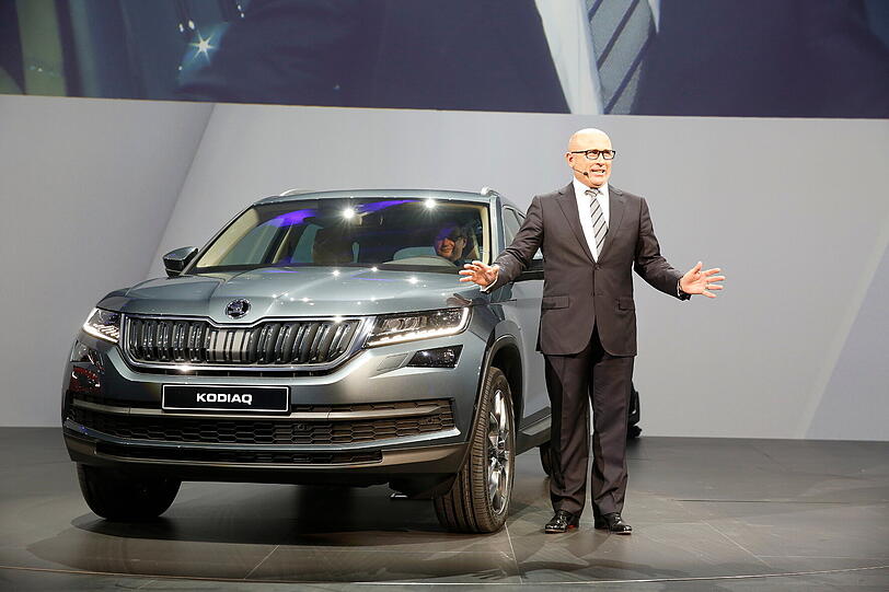 Weltpremiere in Berlin: Skoda-Vorstandsvorsitzender Bernhard Maier präsentiert den neuen Kodiaq.