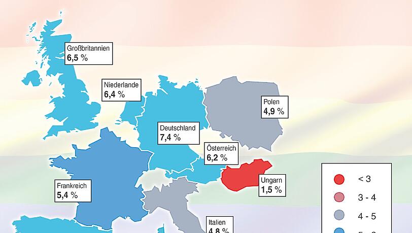 Diese Karte zeigt den Anteil an homo-, bi- und transsexuellen Menschen an der Gesamtbevölkerung in neun europäischen Ländern. Deutschland ist dabei Spitzenreiter. Diese Karte zeigt den Anteil an homo-, bi- und transsexuellen Menschen an der Gesamtbevölkerung in neun europäischen Ländern. Deutschland ist dabei Spitzenreiter.