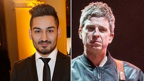 Fußball-Star İlkay Gündoğan (li.) und sein berühmter Fan Noel Gallagher