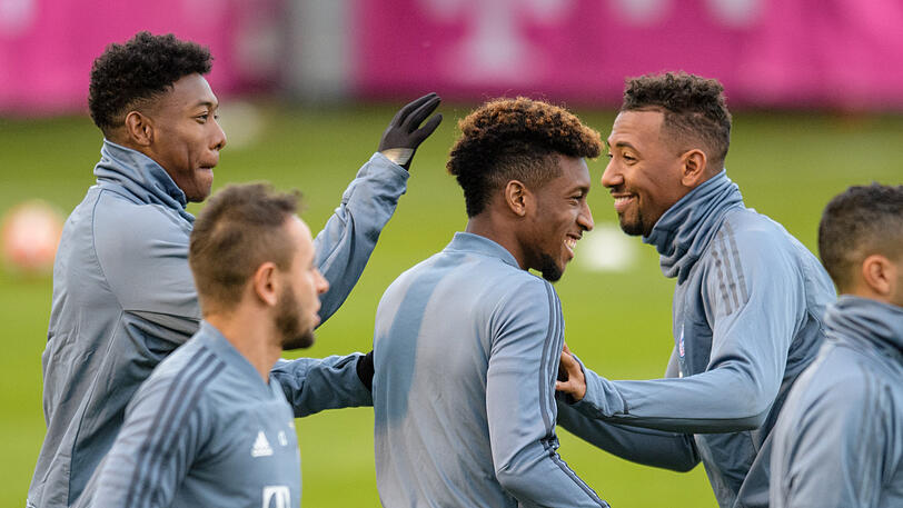 Gute Laune beim Abschlusstraining des FC Bayern.