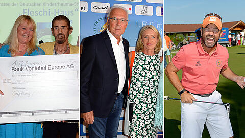 Abi Ofarim, Franz Beckenbauer und Sven Ottke zeigten sich am Wochenende beim Charity-Golfturnier