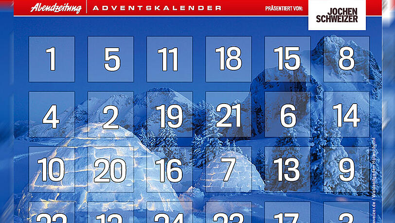 24mal, täglich aufs Neue: Der AZ-Online-Adventskalender steckt voller toller Gewinne. 24mal, täglich aufs Neue: Der AZ-Online-Adventskalender steckt voller toller Gewinne.