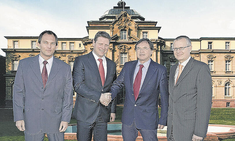 Freuen sich über ihren Sieg vorm höchsten Gericht: Oliver-René Rosner (kaufmännischer Direktor), Rechtsanwalt Gunther Wagner, Heitec-Vorstandsvorsitzender Richard Heindl und Heitec-Vorstand Harald Preiml.