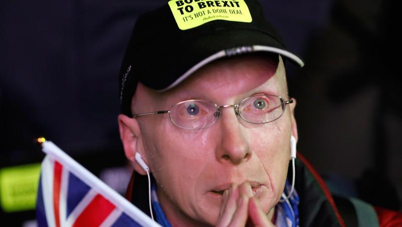 Ein Anti-Brexit-Demonstrant auf dem Parlamentsplatz. Das britische Parlament hat das Brexit-Abkommen abgelehnt. Ein Anti-Brexit-Demonstrant auf dem Parlamentsplatz. Das britische Parlament hat das Brexit-Abkommen abgelehnt.