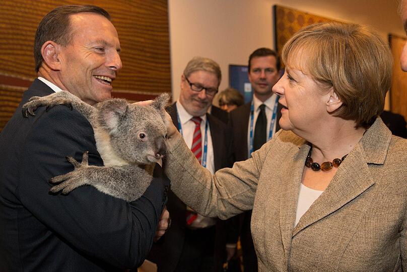Australiens Premierminister Tony Abbott (l.) mit Bundeskanzlerin Angela Merkel