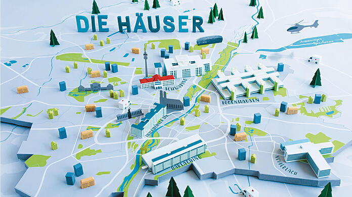 Herausragend: So sollen die fünf Klinik-Standorte der München Klinik, (bis Oktober 2018 Städtisches Klinikum) nach Abschluss der Sanierung dastehen. Es wird neu gebaut, saniert und abgerissen.