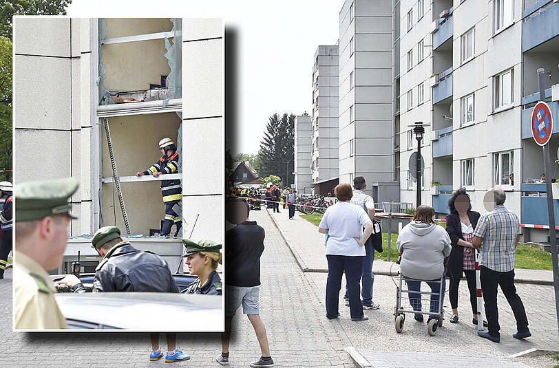 Die Scheiben sind herausgeflogen: In Garching hat es in einem Mehrfamilienhaus eine Explosion gegeben.
