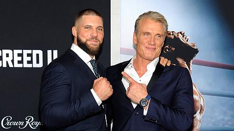 Florian Munteanu (l.) und Dolph Lundgren bei der Premiere von "Creed II".