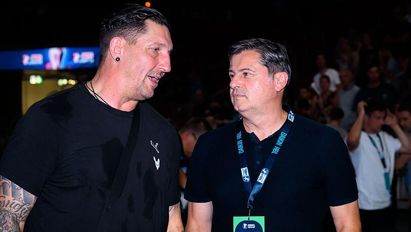 Würden sich über einen Handball-Standort München freuen: Füchse-Sportvorstand Stefan Kretzschmar (l) und Dyn-Gründer Christian Seifert.