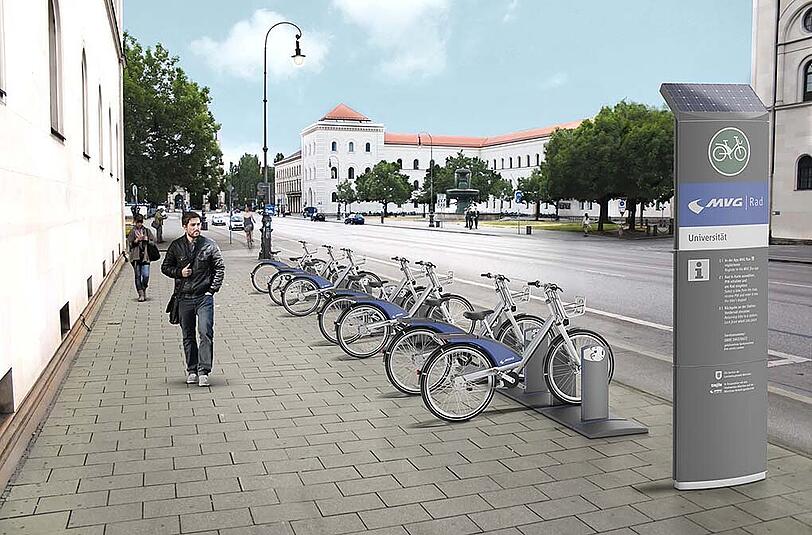So soll es am Ende aussehen: Eine MVG Rad-Station in der Ludwigstraße.