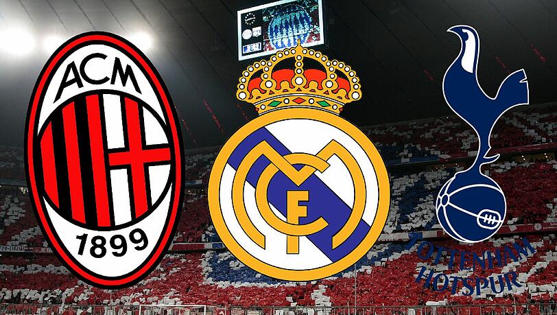 Die Gäste des diesjährigen Audi Cups: AC Mailand, Real Madrid und Tottenham Hotspur.