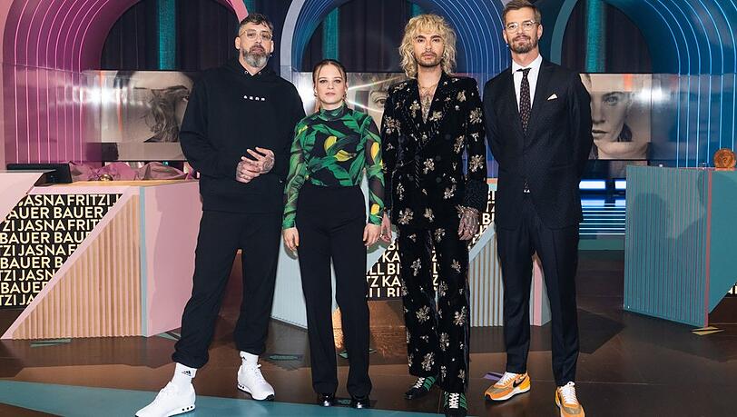 (v.l.n.r.) Sido, Jasna Fritzi Bauer, Bill Kaulitz und Joko Winterscheidt bei "Wer stiehlt mir die Show?".