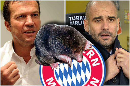 Maulwurfsuche beim FC Bayern München: Pep Guardiola (r.) ist erbost, Lothar Matthäus hält dagegen.