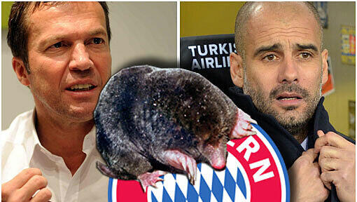 Maulwurfsuche beim FC Bayern München: Pep Guardiola (r.) ist erbost, Lothar Matthäus hält dagegen. Maulwurfsuche beim FC Bayern München: Pep Guardiola (r.) ist erbost, Lothar Matthäus hält dagegen.