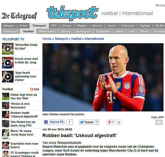 De Telegraaf (Niederlande): "Robben: Eiskalt abgestraft"