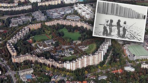 Viele Hochhäuser und viel, viel Grün: die Siedlung im Wohnring am Theodor-Heuss-Platz ist die Keimzelle Neuperlachs - damals wie heute.