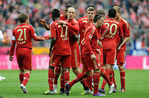 Jubel, Jubel, Jubel - gleich sieben Mal. Die Bayern spielten sich gegen Hoffenheim in einen Torrausch.