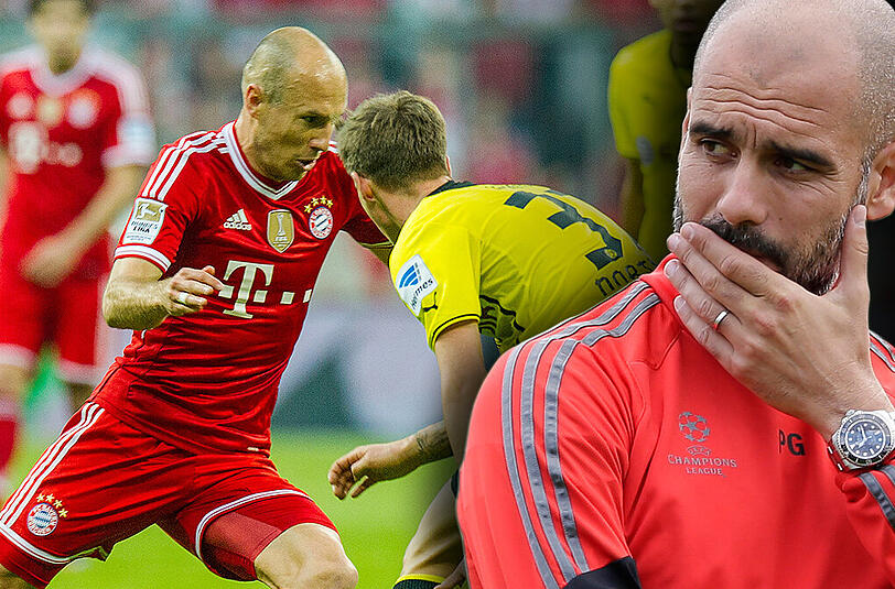 Wird Arjen Robben rechtzeitig fit? Pep Guardiola wollte sich zur Pressekonferenz noch nicht festlegen.