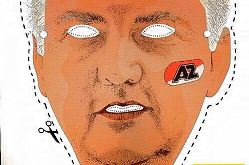 Sei van Gaal! Diese Gesichtsmaske des Trainers haben die Zeitung &bdquo;De Telegraaf&ldquo; und das Magazin &bdquo;FHM&ldquo; letztes Jahr zur Meisterfeier von AZ Alkmaar verteilt.