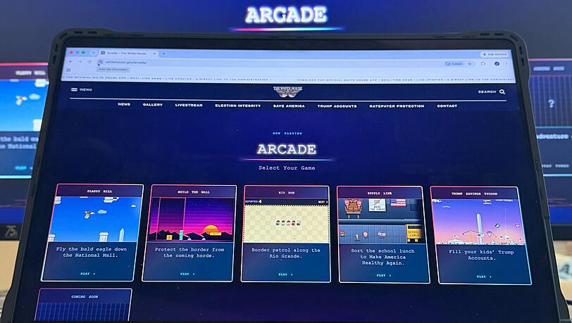 Das zweite Spiel von links, "Build The Wall", ist mittlerweile nicht mehr auf der Arcade-Webseite des Wei&szlig;en Hauses abrufbar. (Archivbild)