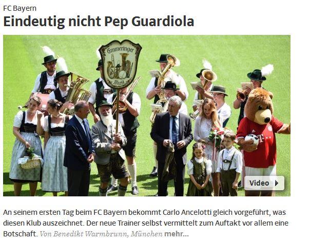 Anders beschreibt man es auf der Homepage der "Süddeutschen Zeitung". Dort wird der neue Trainer Carlo Ancelotti im Vergleich zu Vorgänger Pep Guardiola gesehen. Die Unterschiede sind demnach deutlich erkennbar.