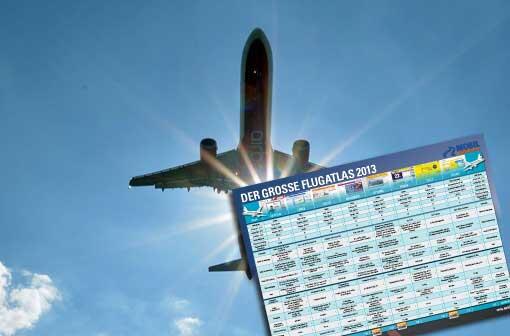 Ab in den Süden: Der Flugatlas 2013 vergleicht die Angebote von acht großen Airlines. Den gibt's unten zum Download.