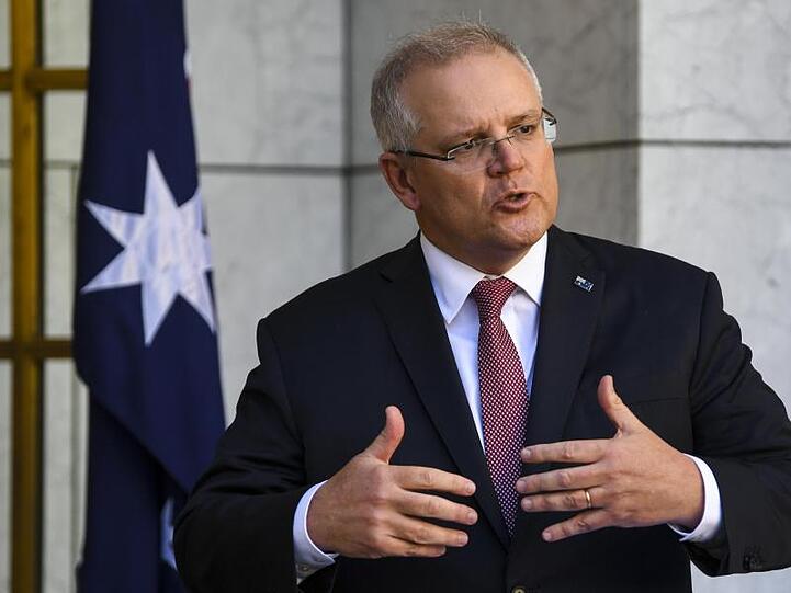 Australiens Premier Scott Morrison am Donnerstag während einer Pressekonferenz im Parlamentsgebäude in Canberra.