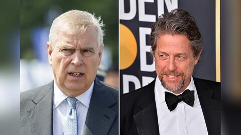 Übernimmt Hugh Grant (r.) die Rolle des Prinz Andrew im kommenden Film "Scoop"?