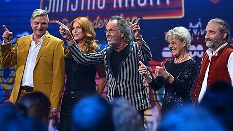 Stefan Jürgens, Esther Schweins, Hugo Egon Balder, Tanja Schumann und Tommy Krappweis (v.l.n.r.) in "RTL Samstag Nacht - Das Wiedersehen".